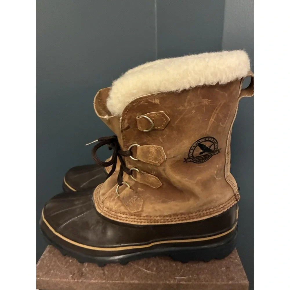 Vintage SOREL Caribou Duck Boots Men's Waterproof Leather Winter Snow Shearlined